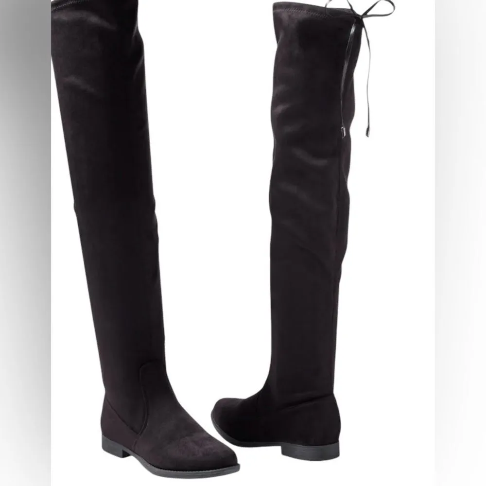 #143 BOUTIQUE Over Knee Micro Suede Fitted Boots Black Size 8 - Image 2