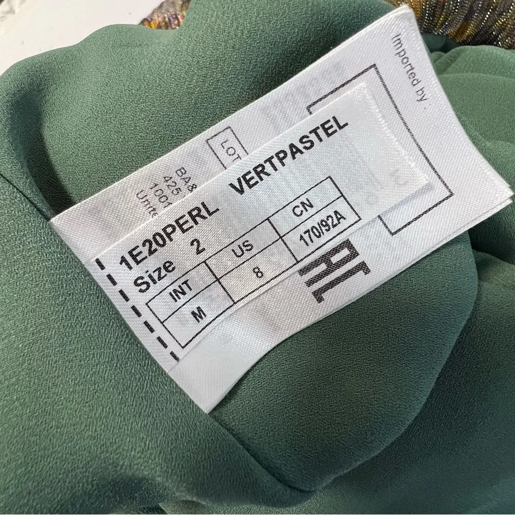 Ba&Sh Long Perla Open Back Metallic Plisse-tulle Maxi Dress Sz M - Image 8