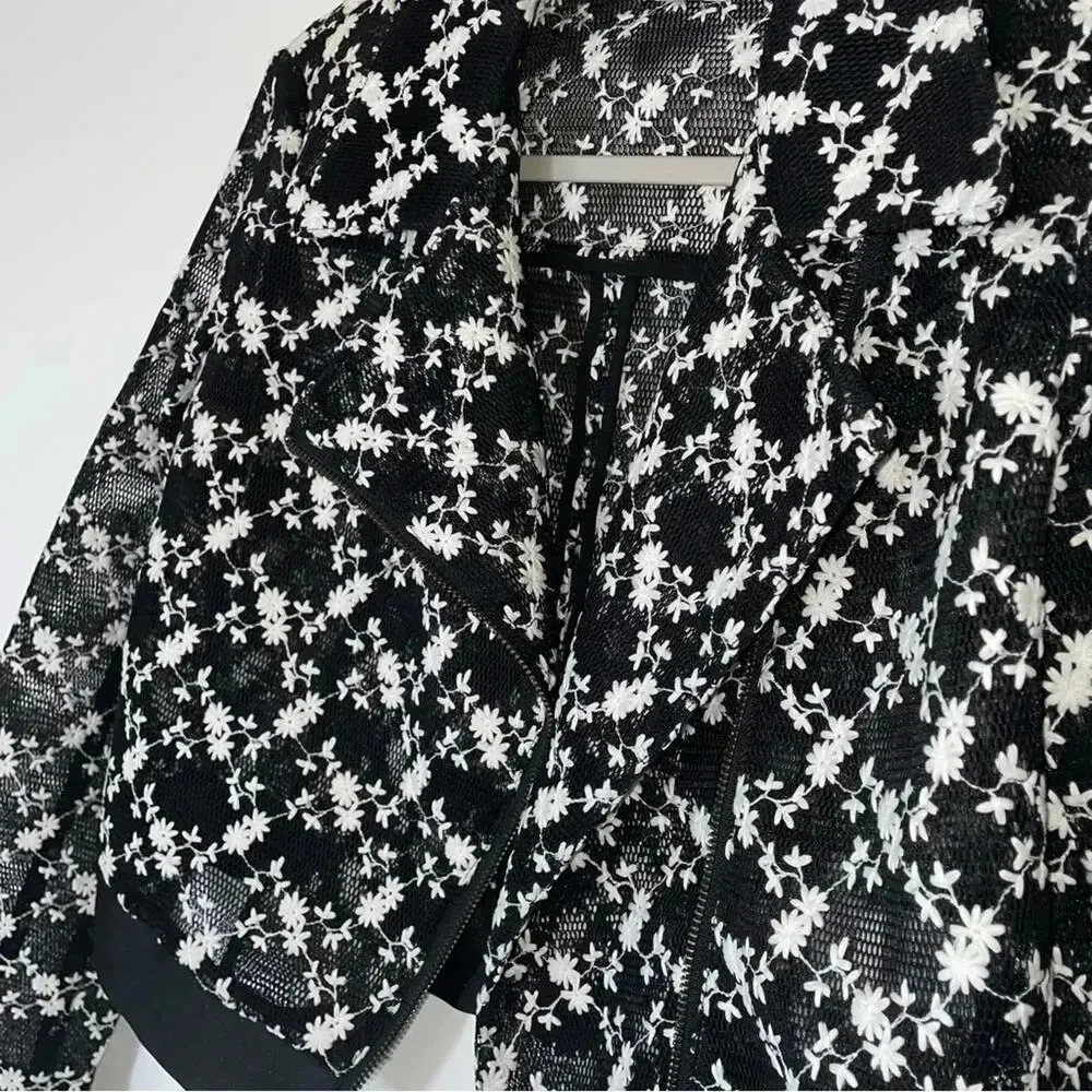 Anthropologie Sachin & Babi Black Mesh Floral
Embroidered Moto Jacket Size XS - Image 6