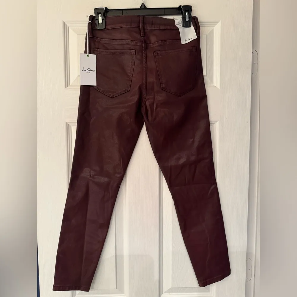 Sam Edelman The Petite Stiletto High Rise Skinny Bordeaux Leather Pants Size 26 - Image 5