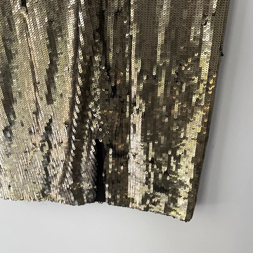 Metallic Gold Sequin Shift Dress Back Slit Sleeveless Sz S NWT - Image 8