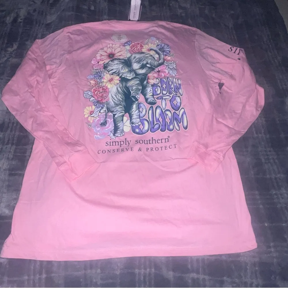 Simply Southern Born To Bloom Elephant Long Sleeve Shirt Womens Large - Image 6