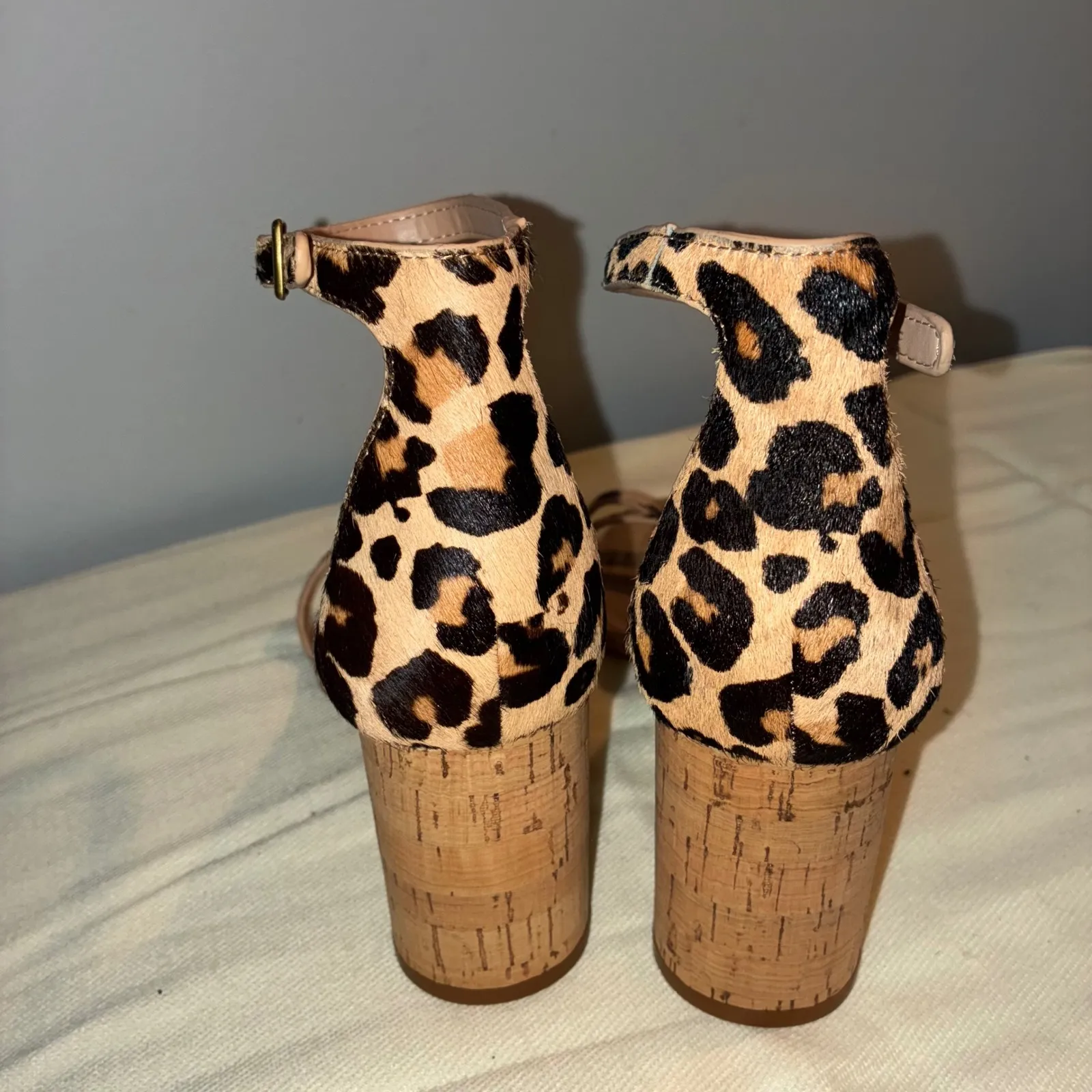 INC International‎ Concepts Womens 6.5M Leopard Print Cork Block Heel Ankle Chic Tan Size 6.5 - Image 5