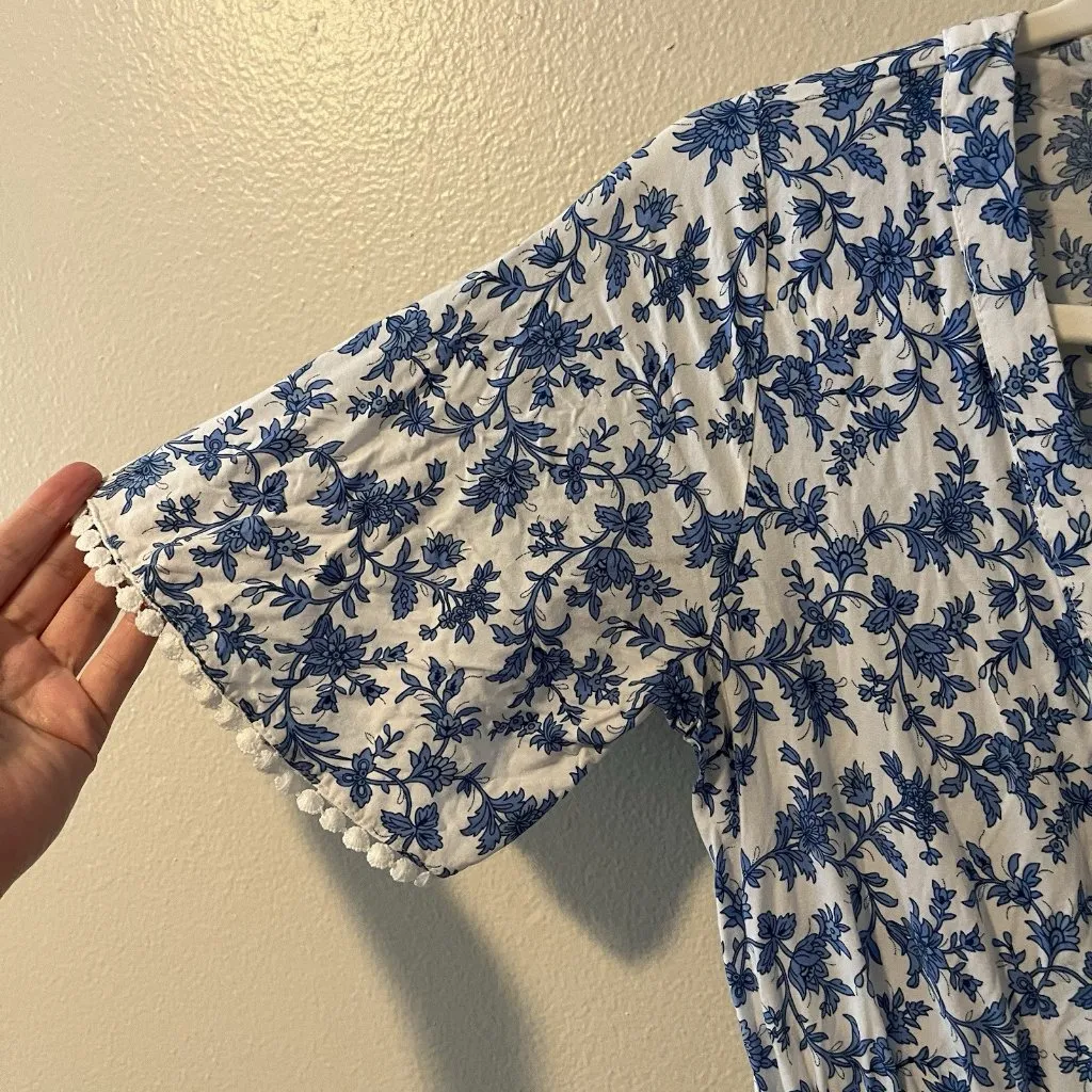 R.‎ Vivimos dress Floral Boho Midi Cottagecore Milkmaid Peasant S Blue Peasant - Image 2