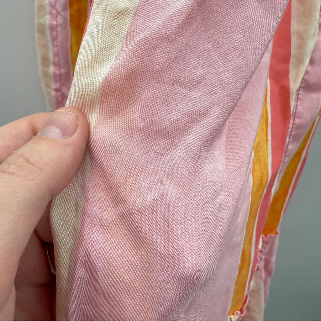 RTR Club Monaco Amirra Silk Pink Multi Stripe Sleeveless Tiered Midi Dress Sz 6 - Image 9