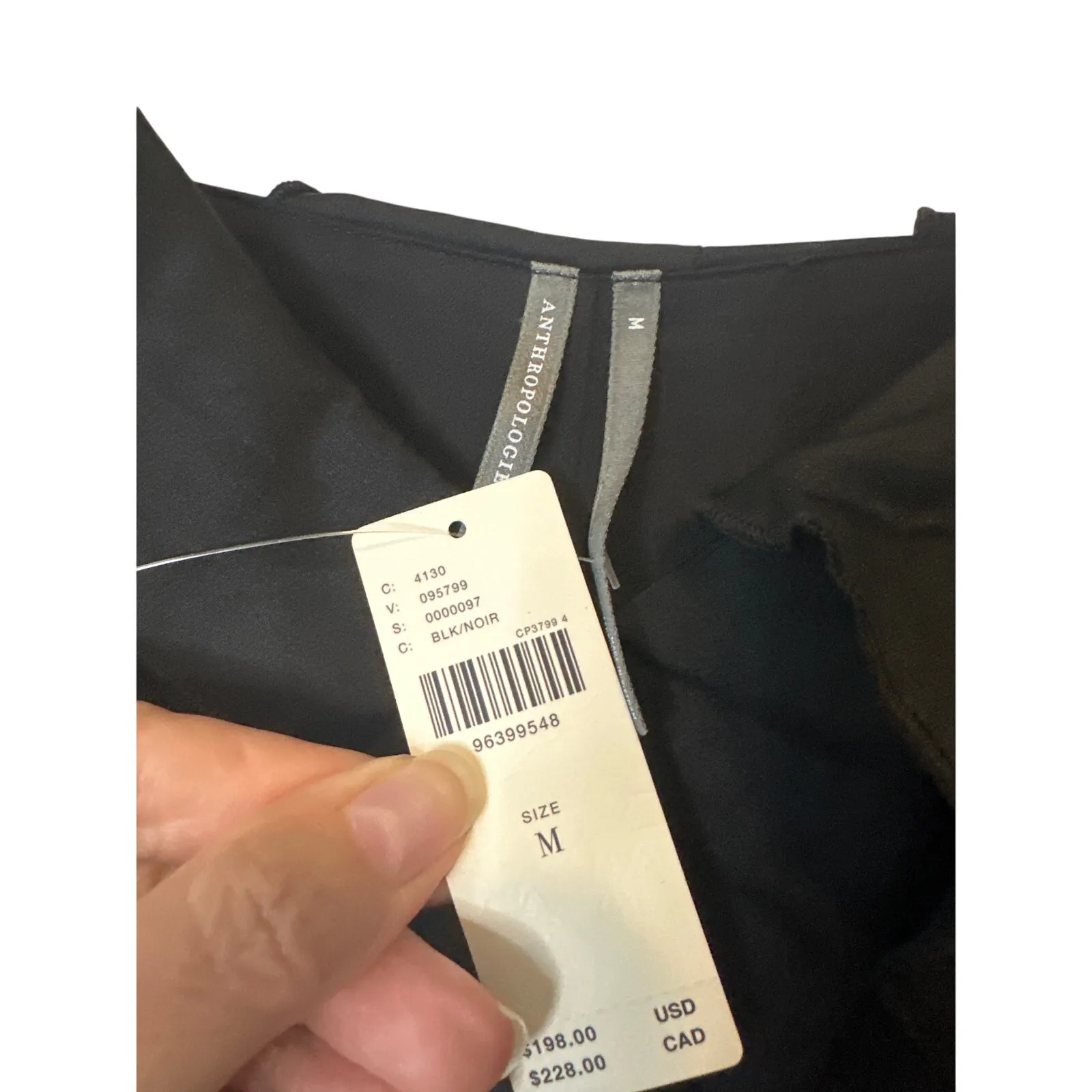 Anthropologie NWT Black Bias Cut Ruffled Satin Midi Dress Size Medium - Image 8