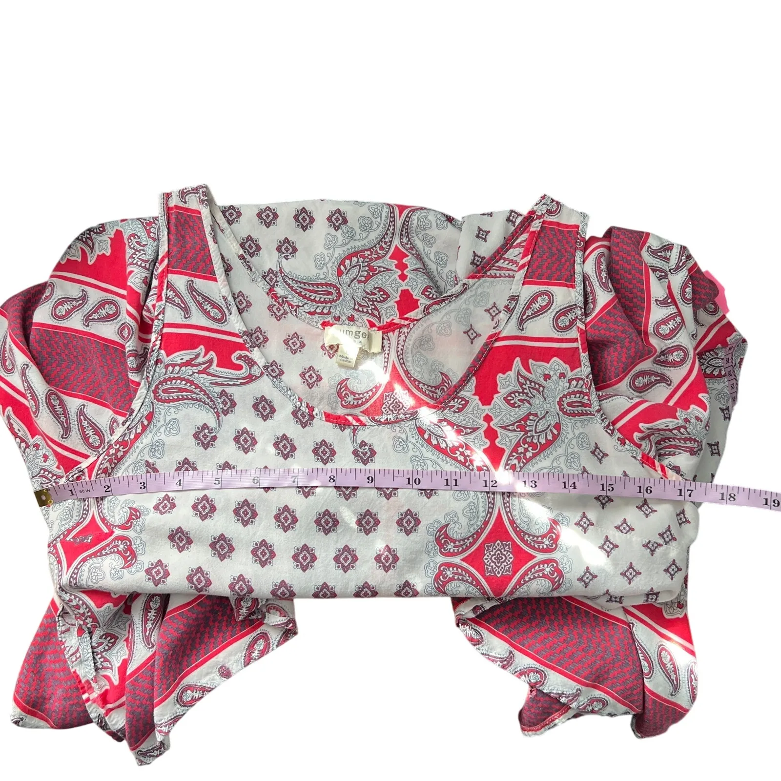 Umgee Womens Tank Dress Large Handkerchief Hem Paisley Floral Cottagecore Boho - Image 12