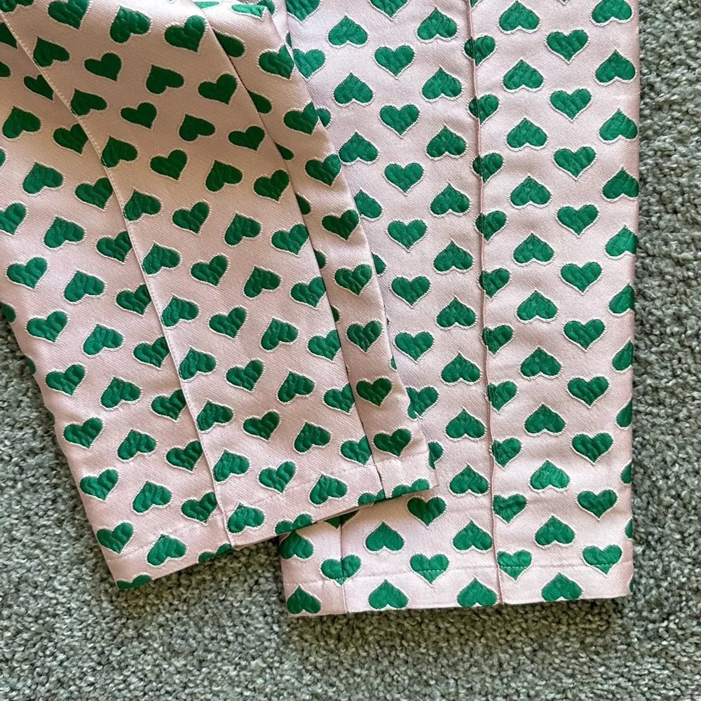 Glamorous high waisted straight leg pants in pink, green heart jacquard size 4 - Image 8