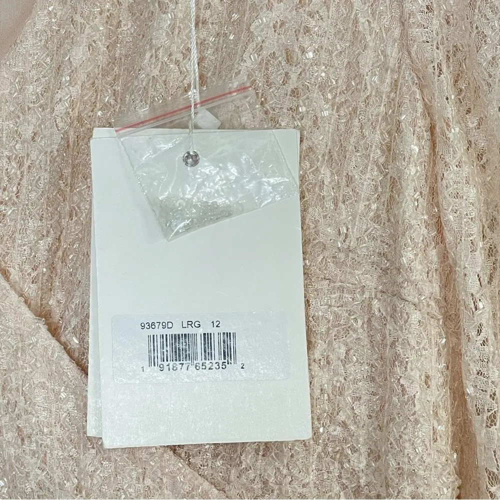 Mac Duggal 93679 Beaded Lace Long Sleeve Wrap Over Gown, Light Rose, Size 12 - Image 5