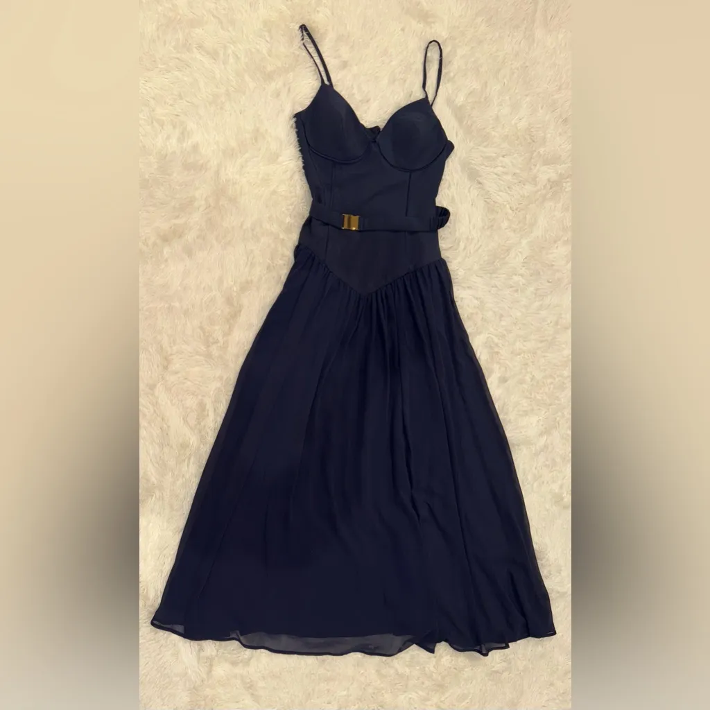 NEW HUTCH Bustier Drop Waist Evening navy Gown Sz 6 - Image 5