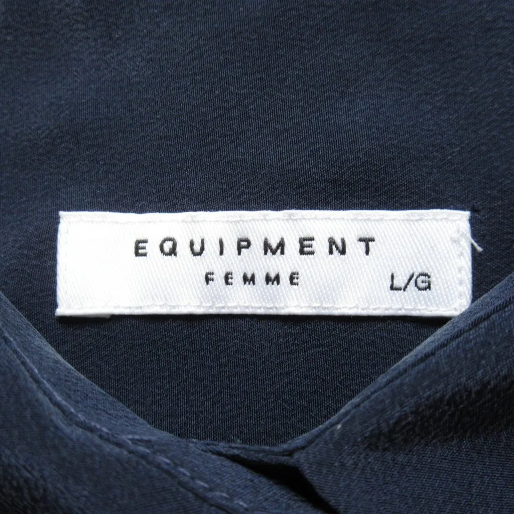 NWT Equipment Cropped 3/4 Sleeve Signature in Atlantic Silk Button Down Shirt L - Image 4