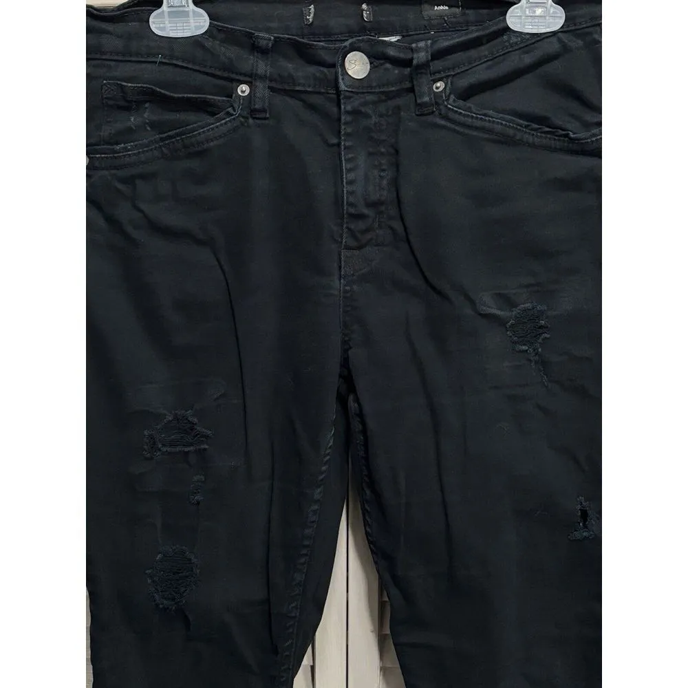 Supplies Skinny Leg Distressed Black Ankle Denim Jeans Mid Rise Size See Measure - Image 2