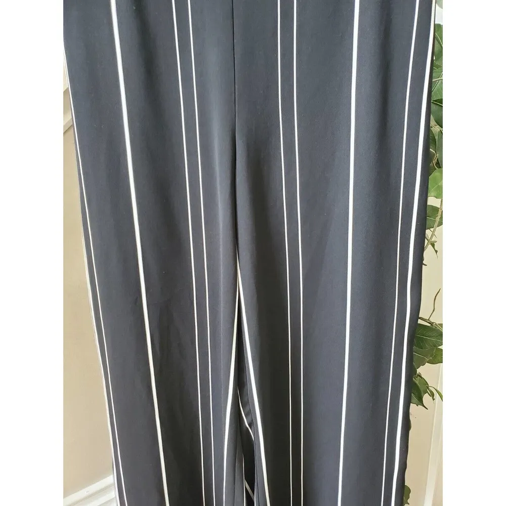 Coco Bianco Womens Black White Striped 100% Polyester Back Zipper Pants Small - Image 4