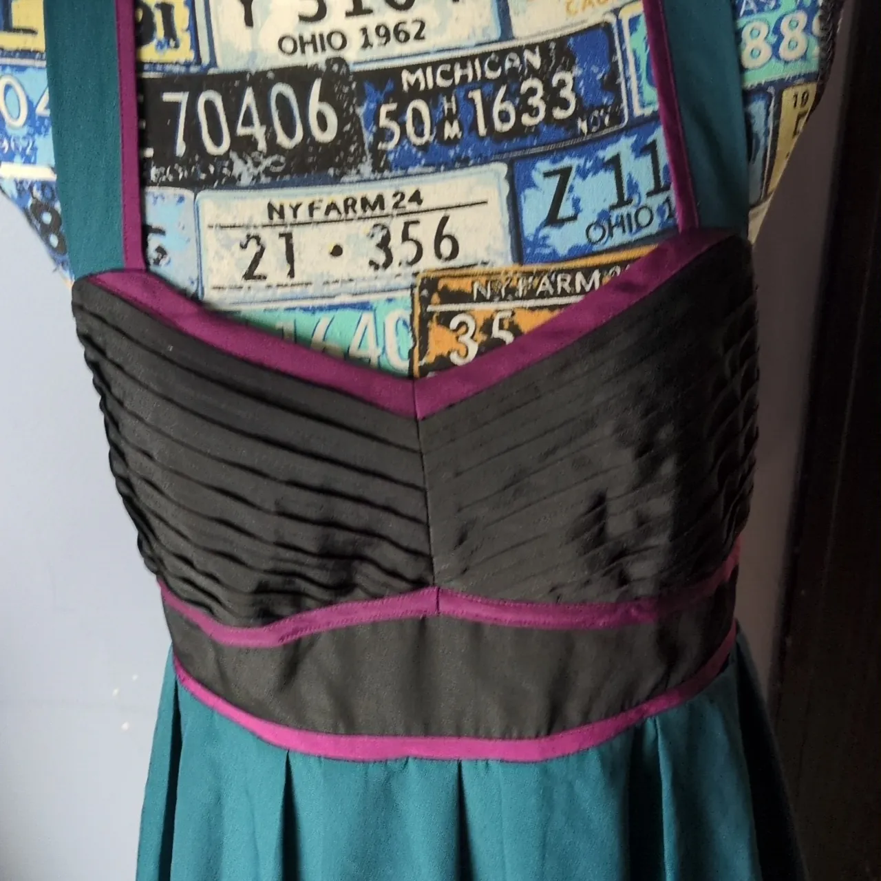 Kimchi Blue Green,.Purple, Black Babydoll Mini Dress Size Large - Image 2