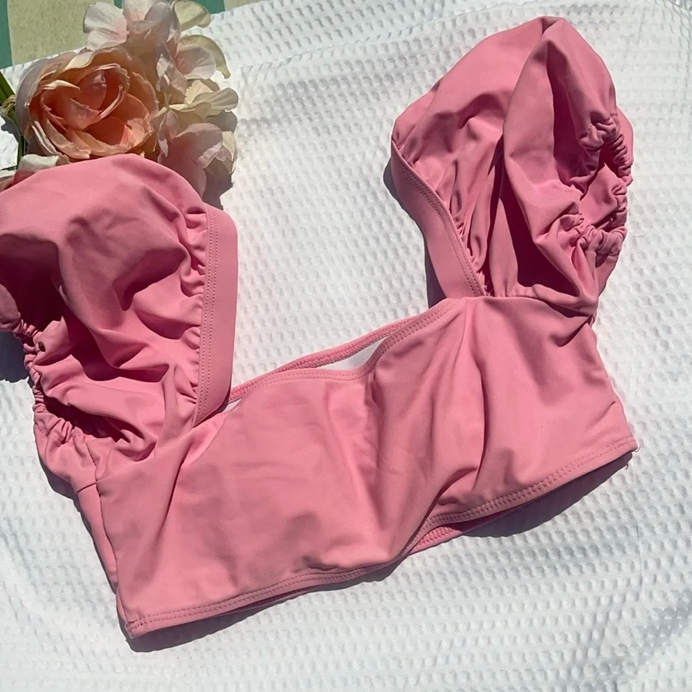Pink Off-Shoulder bikini small Top - Image 3