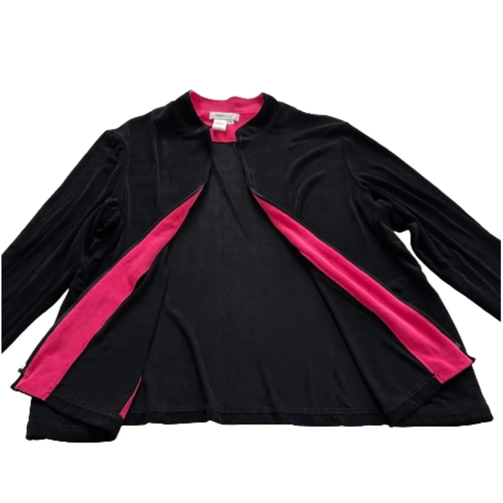 Coldwater Creek Cardigan Top Black Zipper Front Slinky Side Pockets Jacket XL - Image 10