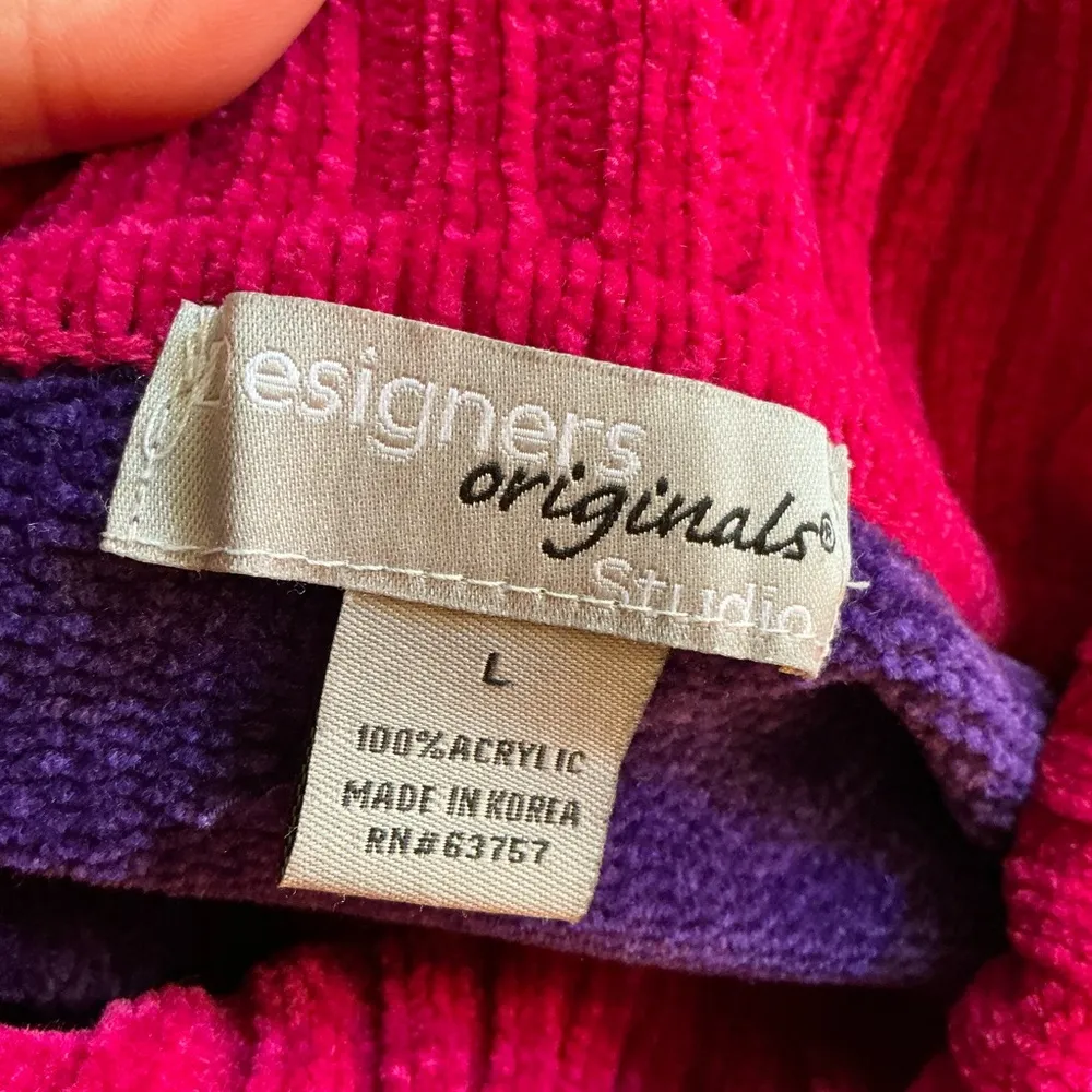 Vintage Y2K bright Colorblock sweater Pink Size L - Image 2