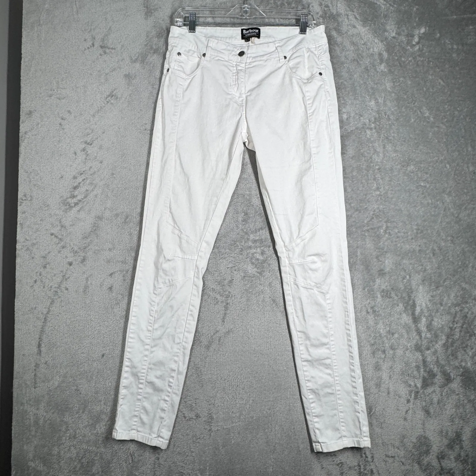 Barbour International White Vision Jeans Skinny Fit Motorcycle Style Size 12 - Image 2