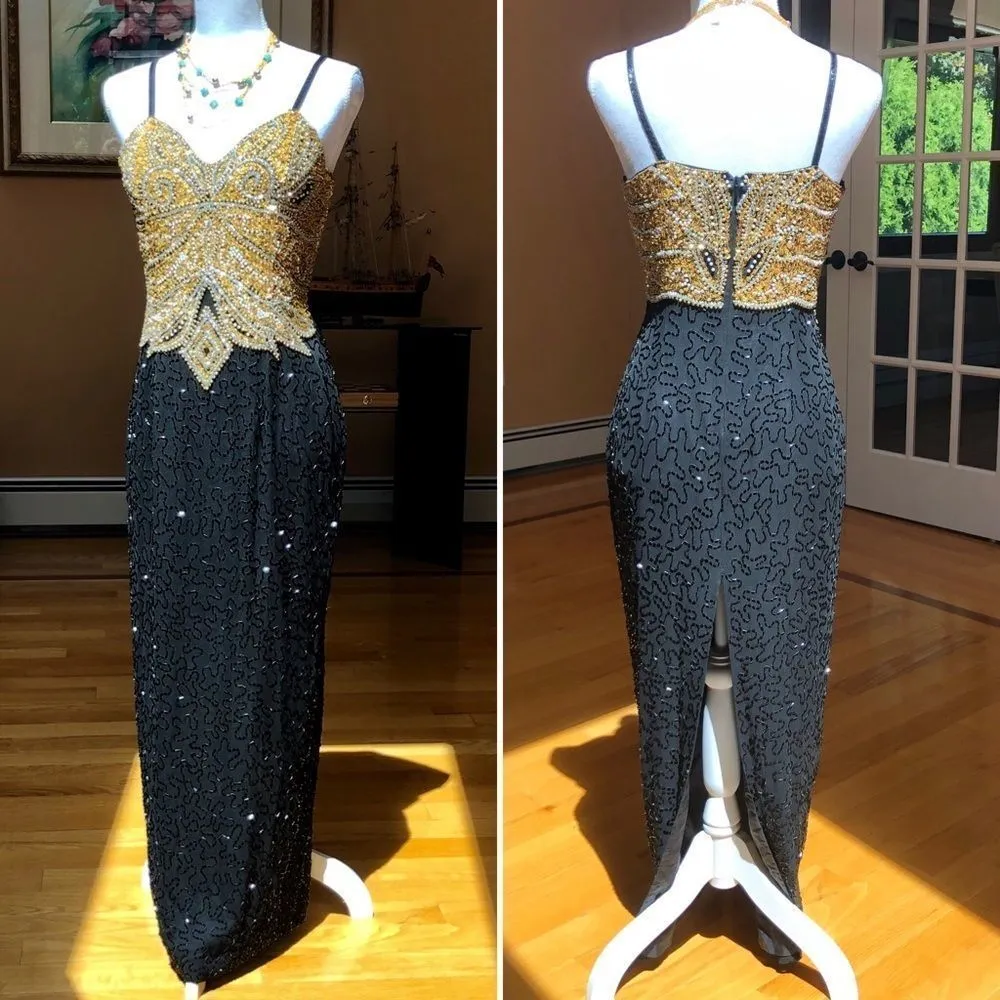 RED CARPET Evening Dress, Sequins and Beads💥 Black Size 10 - Image 5