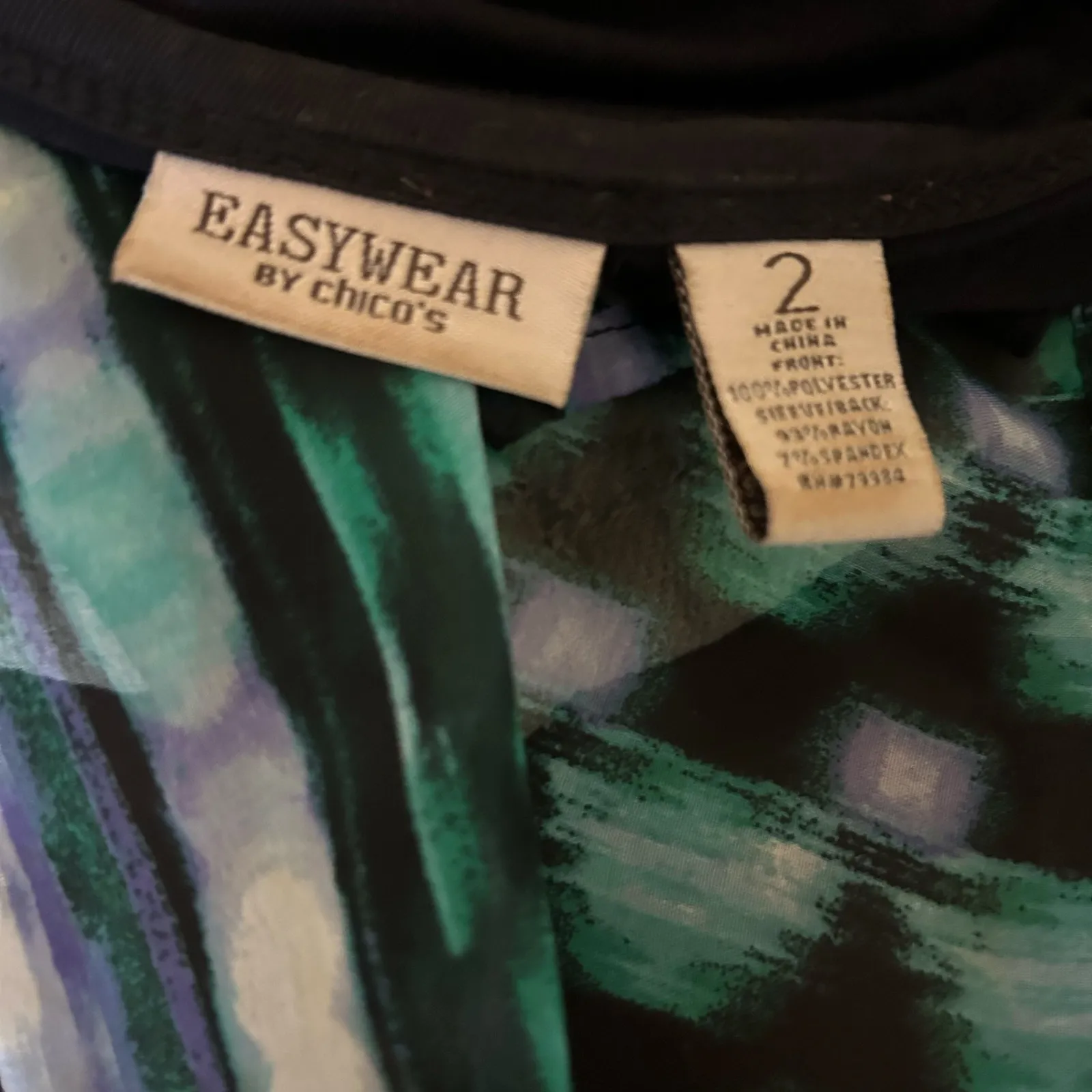 Easywear by Chico's SZ 2 (LG) Black Back Open Sheer Cardigan Sleeves Floral Boho - Image 8