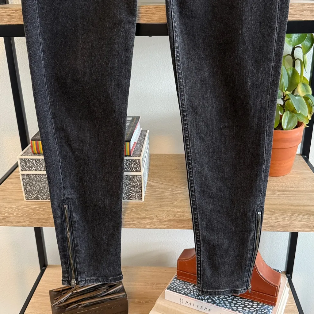 Lauren Ralph Lauren Mid-Rise Zip Ankle Washed Black Skinny Jeans, 4 - Image 3