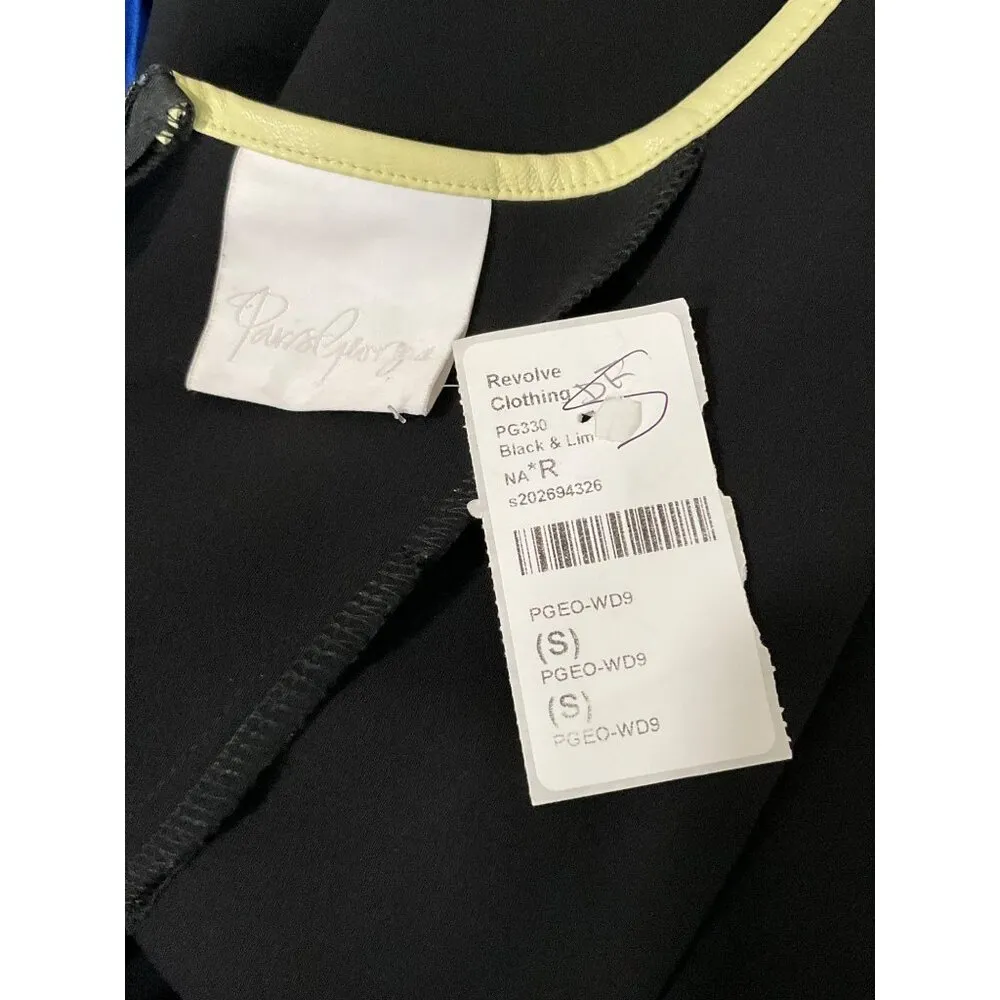 Paris Georgia Womens Dress in Black Leather Lime Small New Midi Cocktail - Image 7