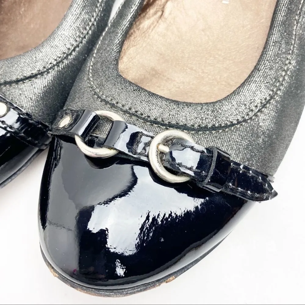 AGL Black Patent Leather Cap Round Toe Ballet Flats, EU 38.5 Size 7.5 - Image 9