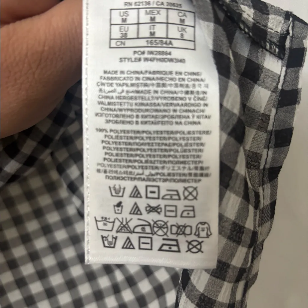 Guess Black and White Checkered Off-Shoulder Blouse - Image 5