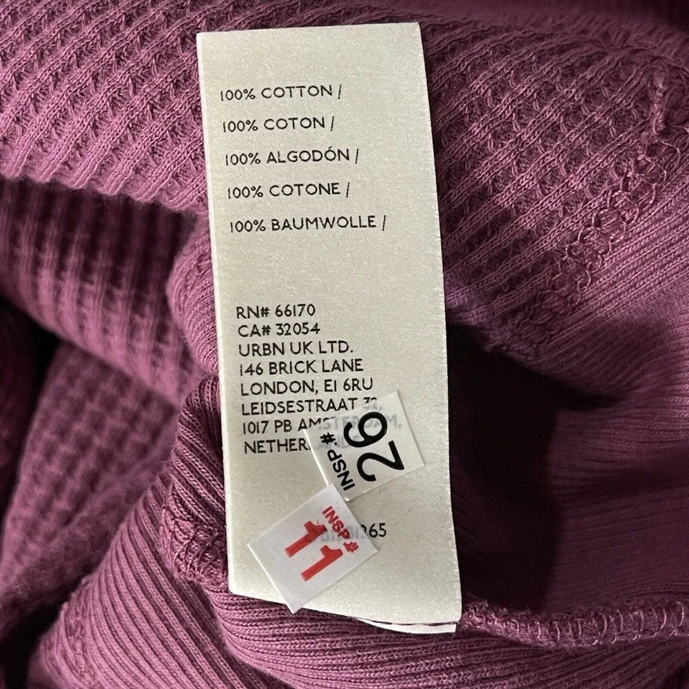 Free People Medium Santa Clara Thermal Top Long Sleeves V-Neck Mulberry - Image 10