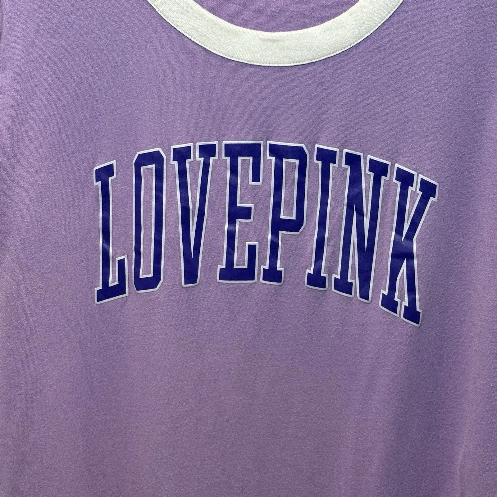 Victoria’s Secret Pink Crew Neck Campus Ringer T-shirt Top, Lavender , Size S - Image 2