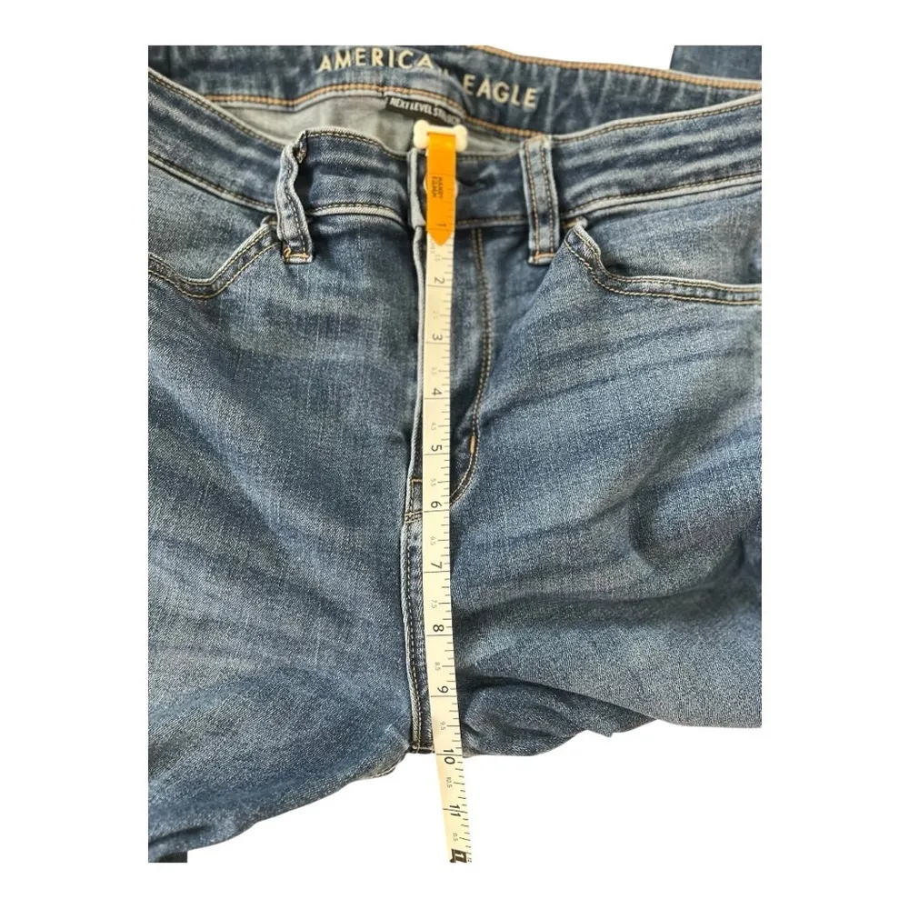 American Eagle Next Level Stretch Skinny Blue Jeans Size 10 Casual Cool Lived In - Image 6