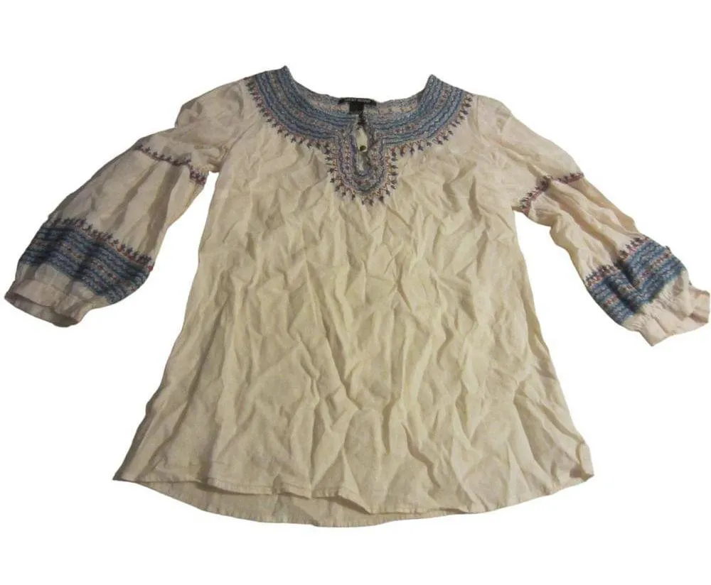 Lucky Brand Peasant Boho Embroidered Tunic Top Small - Image 2