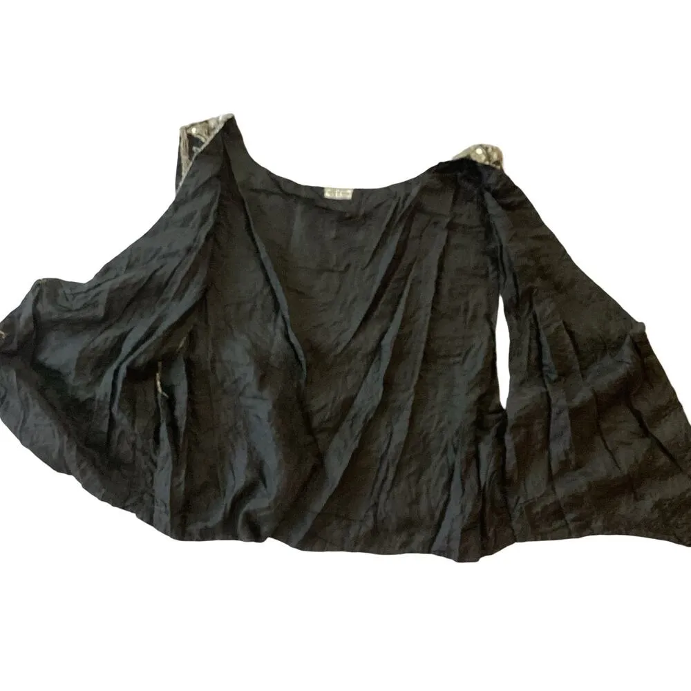 Vintage Silk Sequin Vest Black - Image 6
