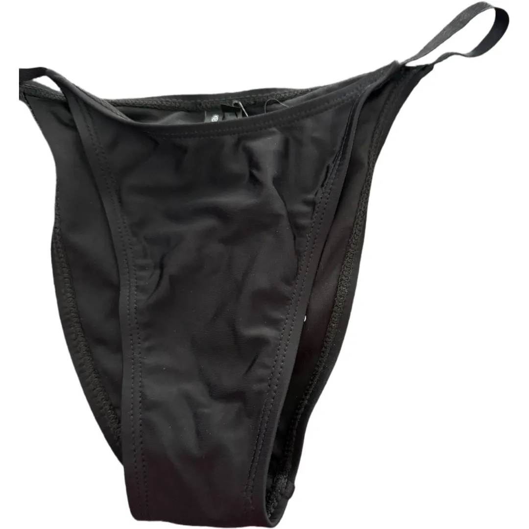 Kendall & Kylie Cheeky Thin Strap Bikini Bottom Black NWT Medium Sexy Vacation - Image 2