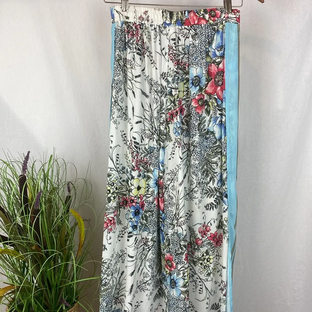 Vince Camuto Floral Print Side Slit Wide Leg Palazzo Pants S - Image 4