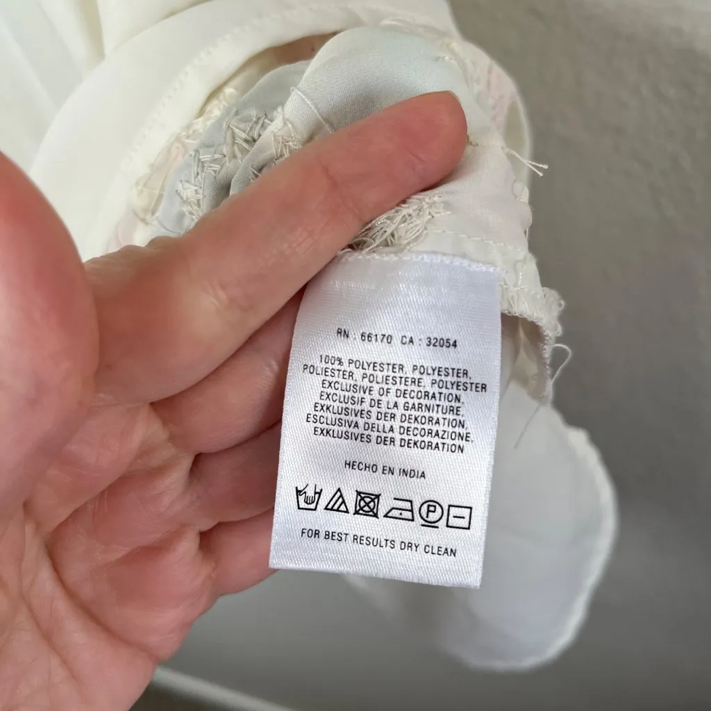 Anthropologie Leifnotes Beaded Chiffon White Tank Top Small - Image 6