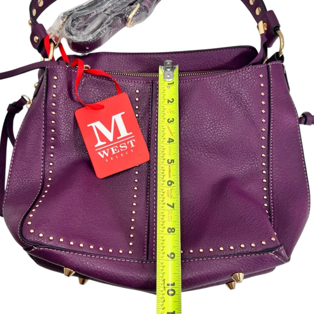 Montana West Studded Hobo Bag with Concealed Carry in Purple and Gold NWT - Image 10
