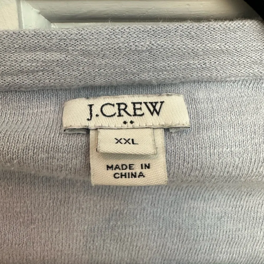 J. Crew Light Grey Periwinkle Blue V-Neck Fringe Tassel Sweater Plus Size XXL - Image 6