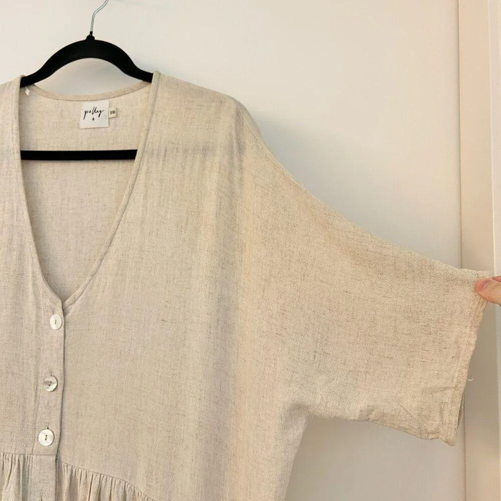 Princess Polly The Sandy Mini Oversized Dress Natural Lower Impact Size S/M - Image 5