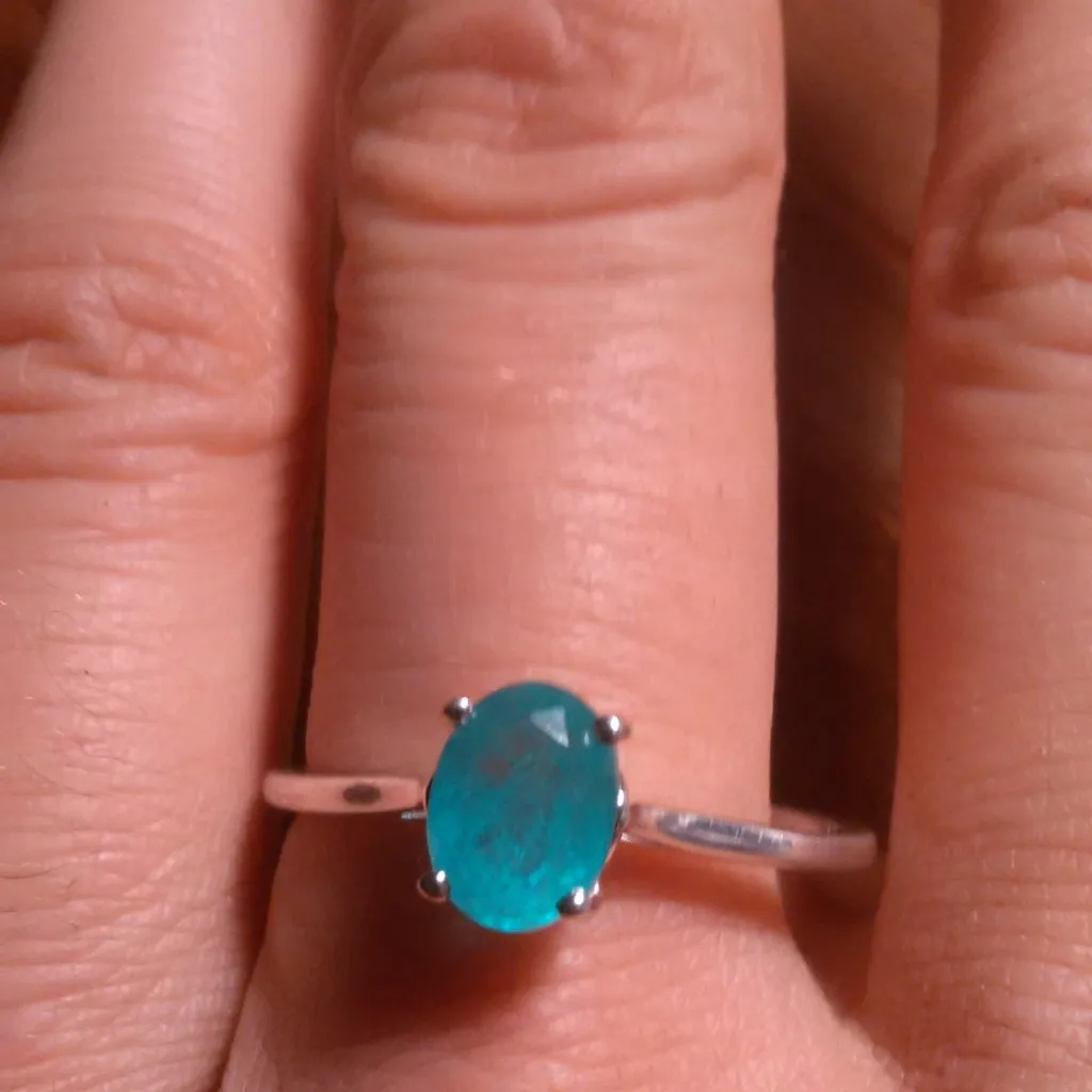 Green Emeraldine Quartz Sterling Silver Ring (Size 11) - Image 9