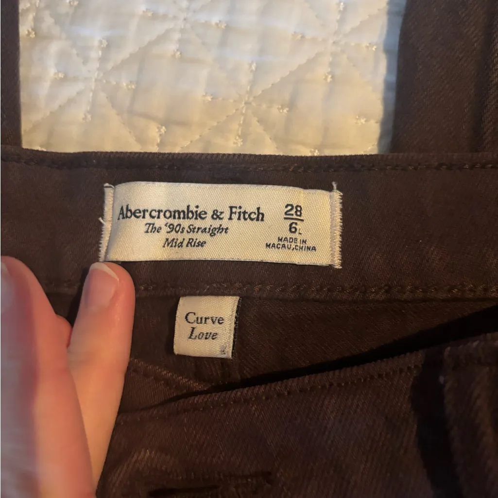 Abercrombie Curve Love Brown The 90s Straight Mid Rise Jean - Image 5