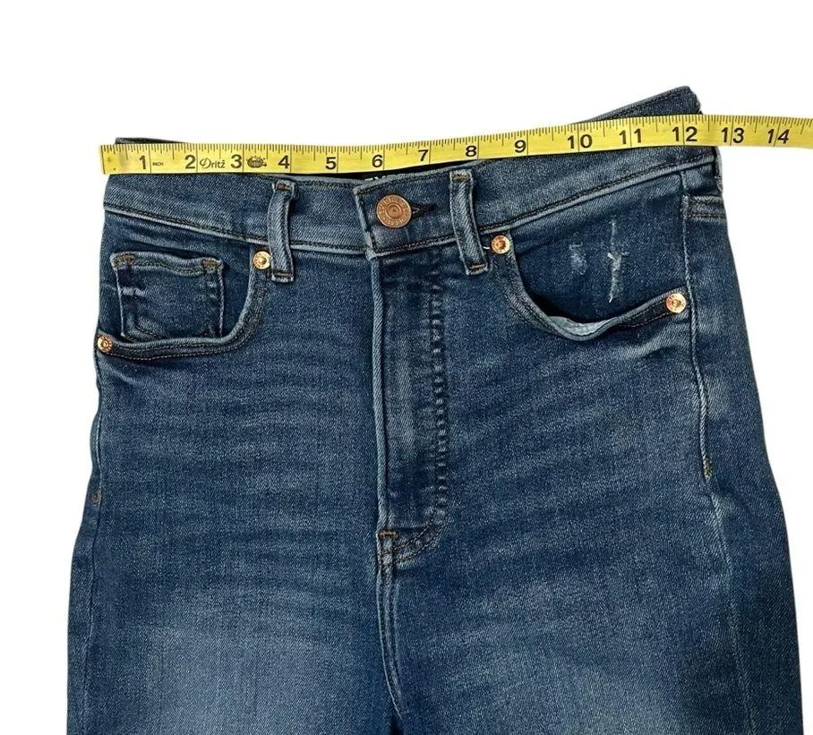 Express Slim Ankle Super High Rise Distressed Chewed Hem Jeans, Sz 2 - Image 9
