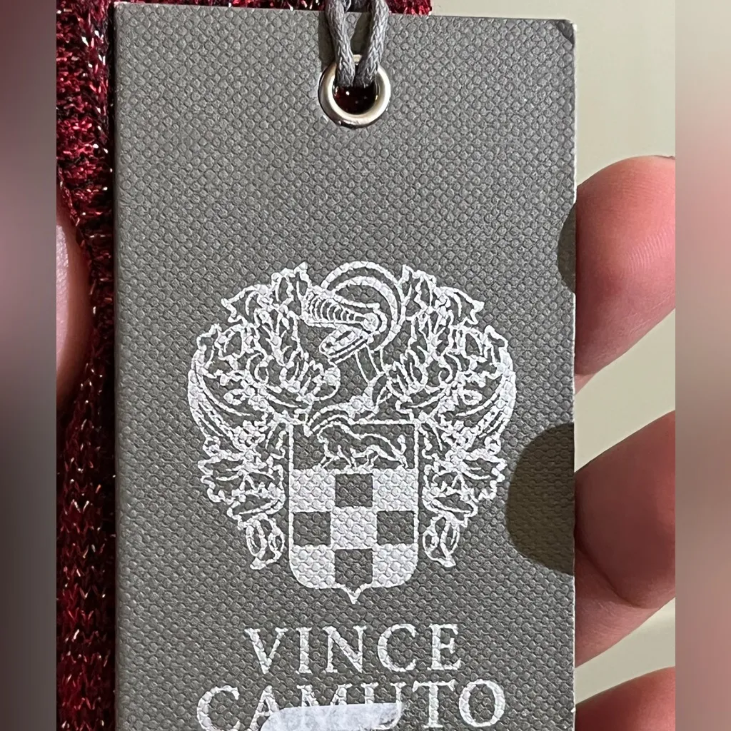 Vince Camuto Red Metallic Open Front Cardigan Sweater L NWT $79 - Image 5