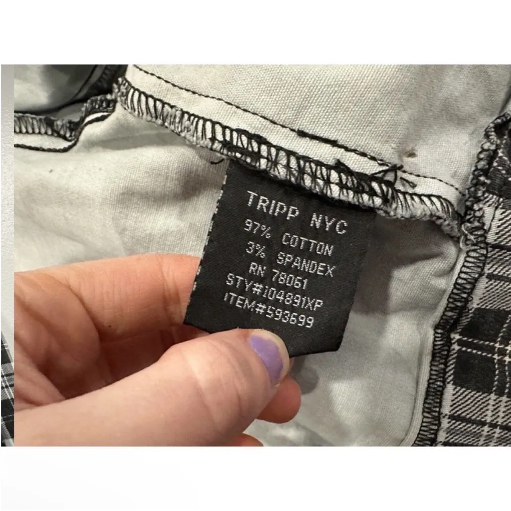 Tripp Plaid Y2K Open Front Jacket Size 4 - Image 7