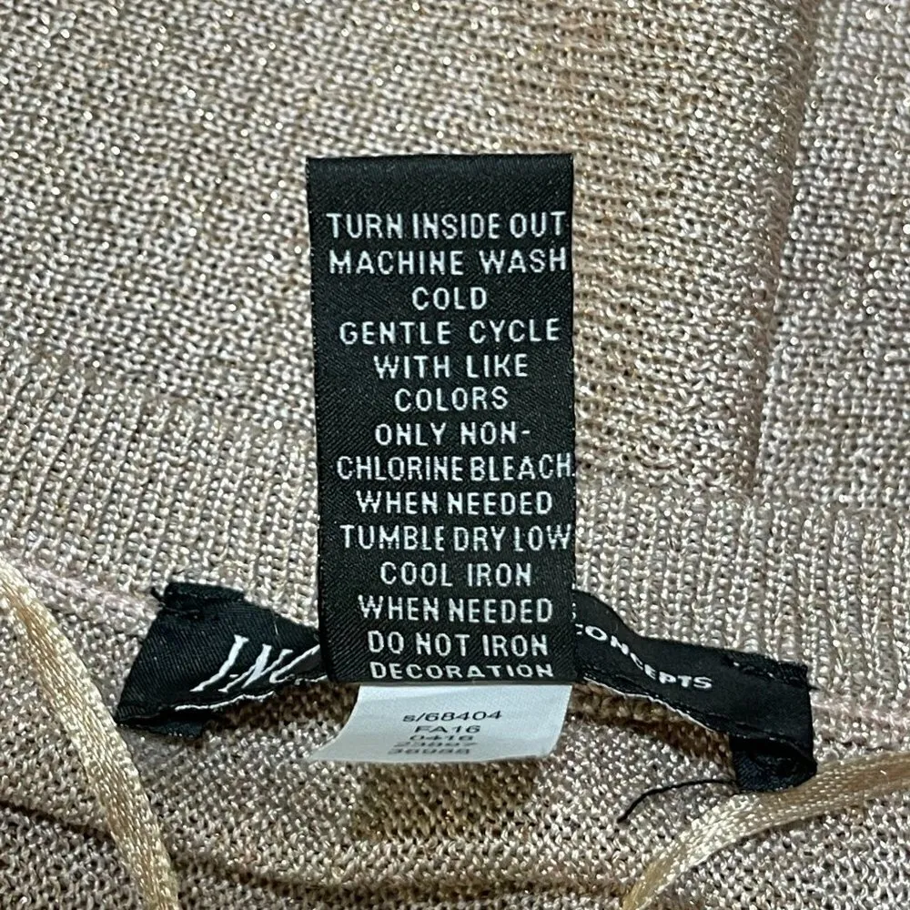INC Rose Gold Shimmer Sweater 3/4 Sleeve Cold Shoulder Size XL Extra Large - Image 7