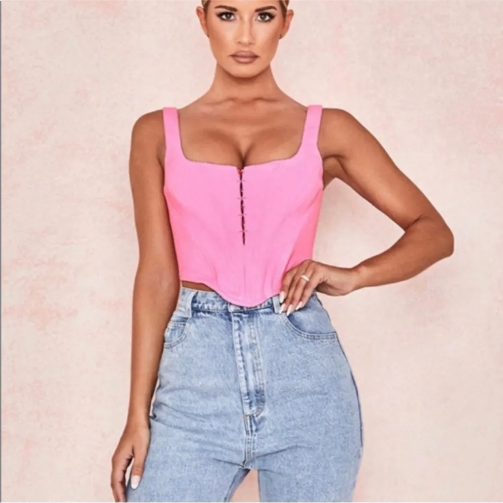 HOUSE OF CB XS D-DD‎ Frangelica’ Pepto Pink Corset Bustier Sexy  Top NWOT - Image 11