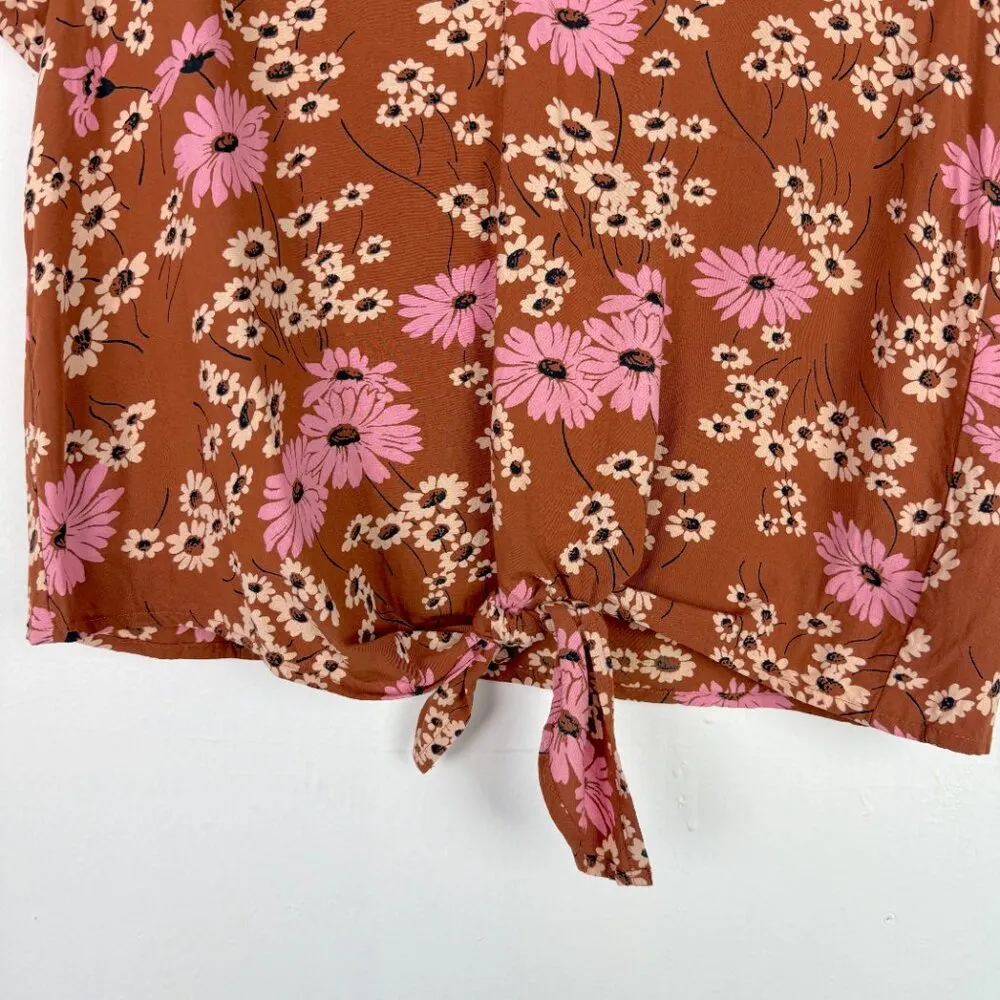 Madewell Novel Tie-Front Top in Hillside Daisies Burnt Clay Size Small S - Image 5