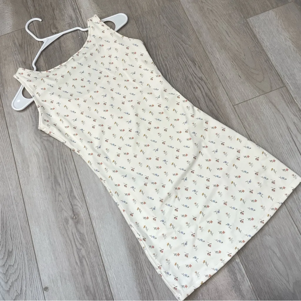 My Mum Made It Dress floral bodycon mini womens Cream (small) Pink - Image 2