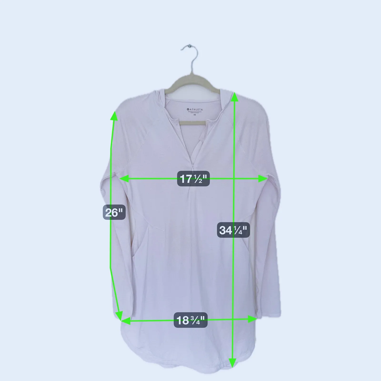 Athleta Quarter Zip Oversized Hoodie Tunic XS White Lightweight Athleisure - Image 9