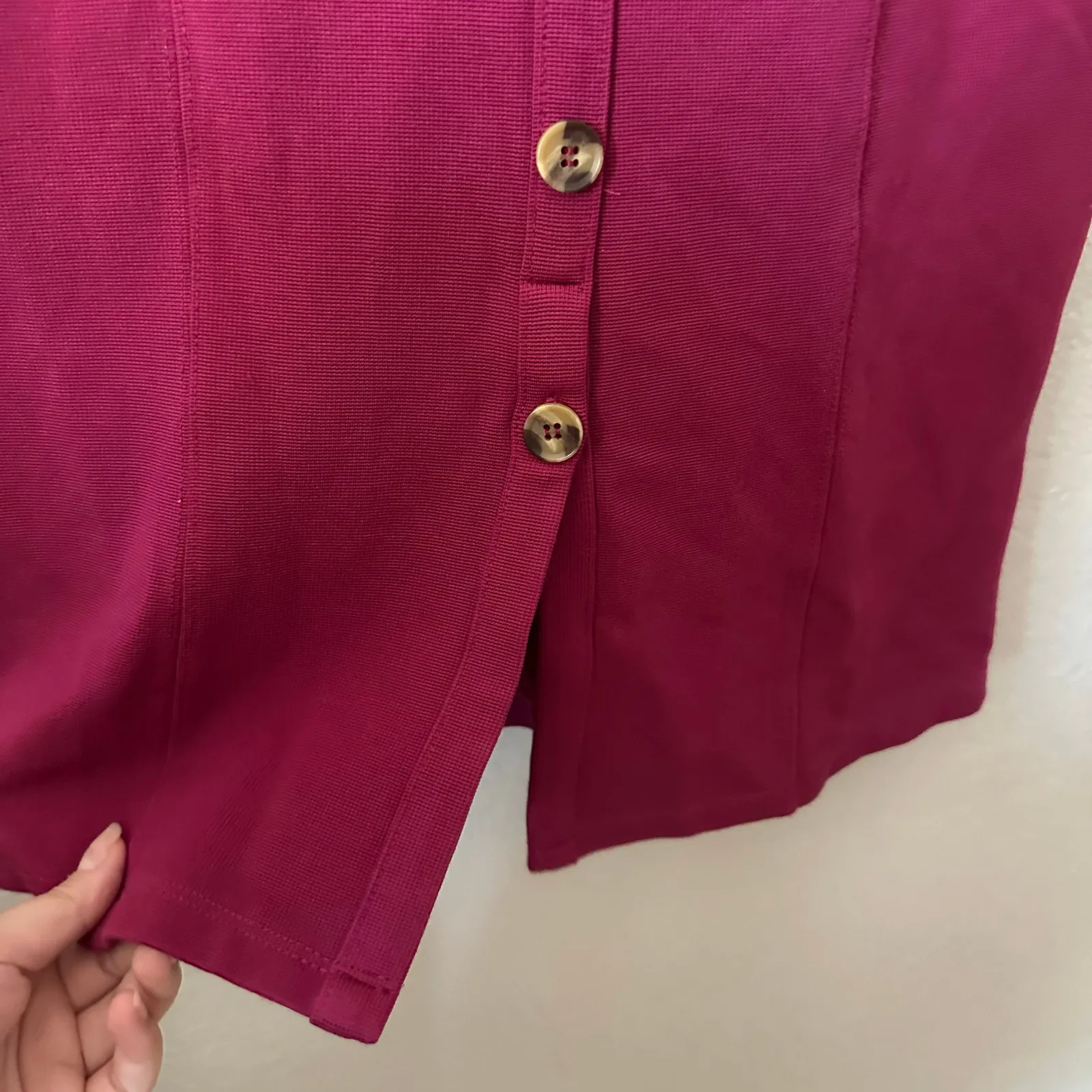 Maeve Anthropologie Knit Midi Dress Dark Fuchsia Size Small P - Image 5